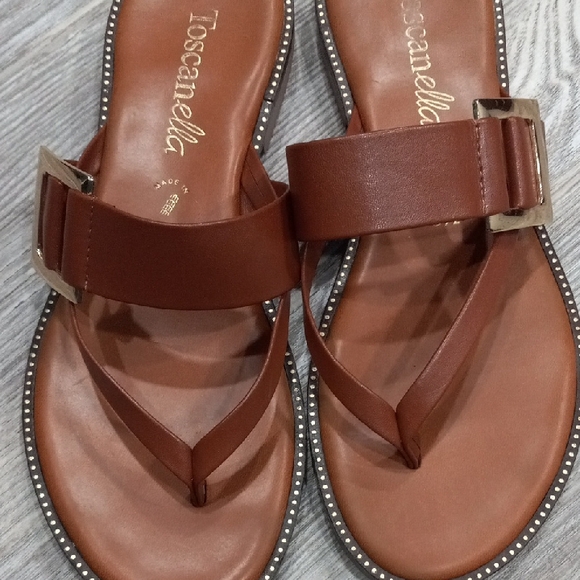 Toscanella Corinne Flat Sandal Women's Brown Sandals Size 9.5 - Picture 6 of 14
